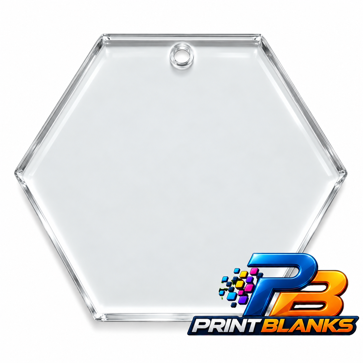 Clear Acrylic Hexagon Keyring
