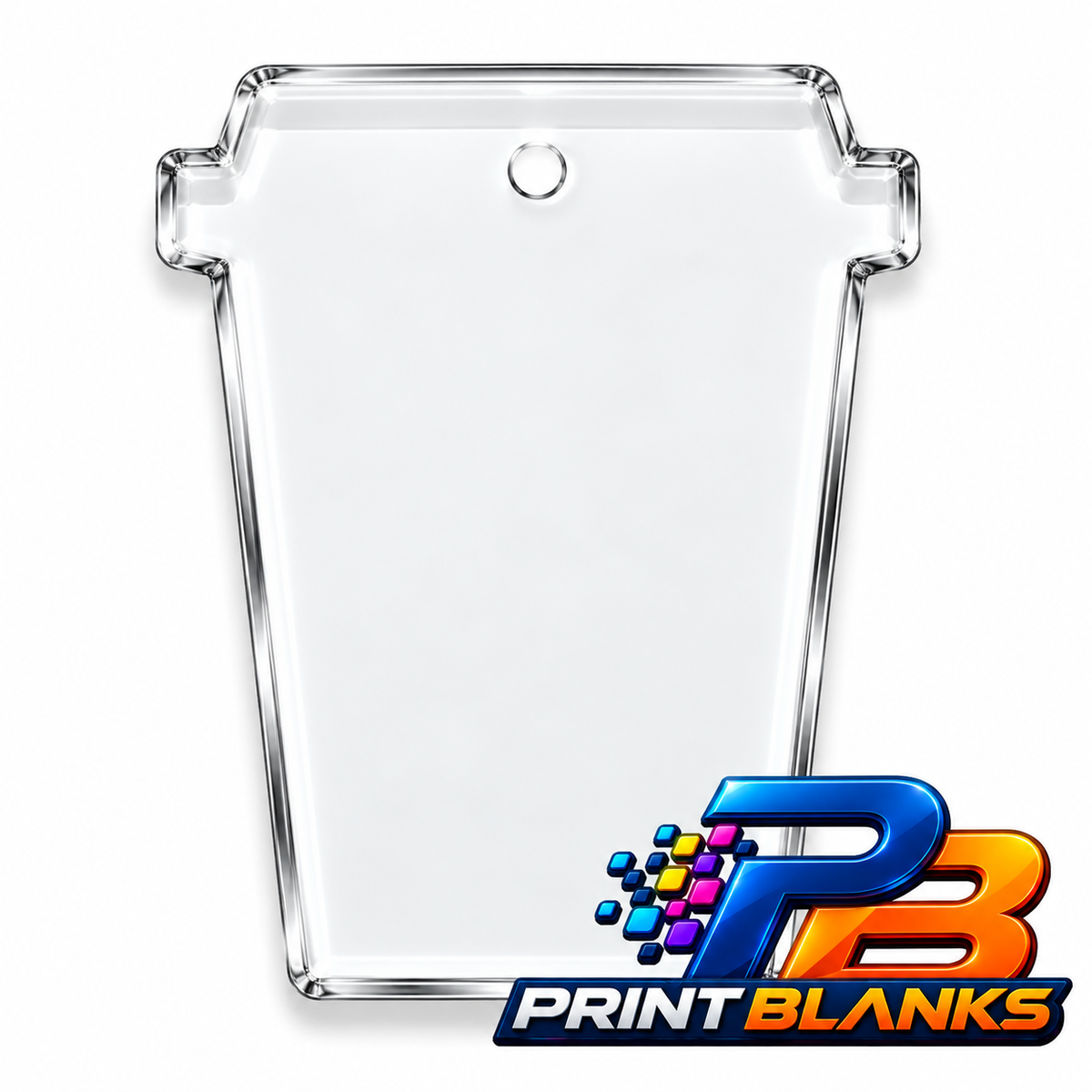 2mm White Acrylic Coffee Cup Keyring
