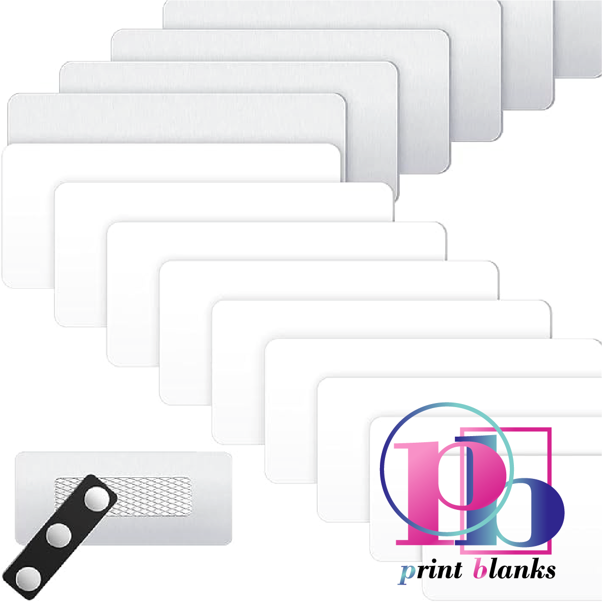 3mm White acrylic badge with magnetic strip