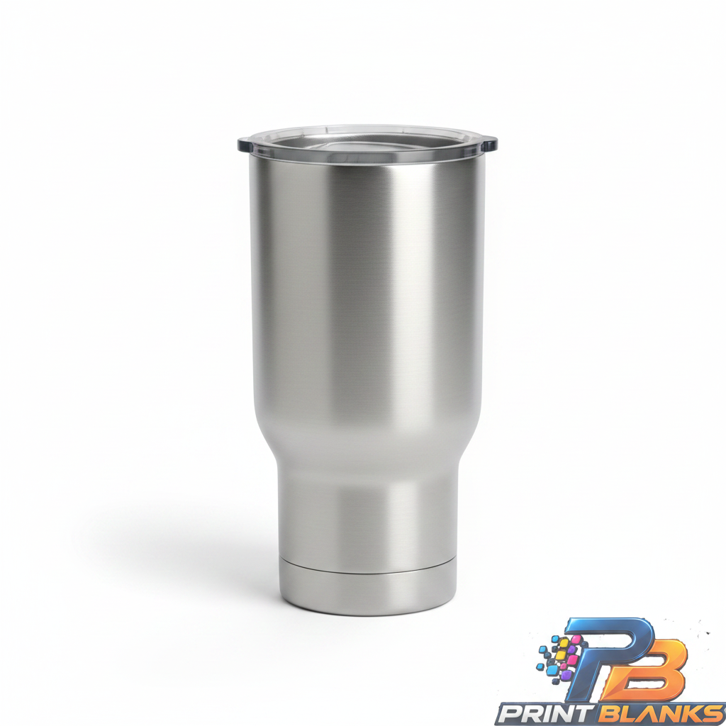 14oz Silver Sublimation Travel Mug - Blank Stainless Steel - Print Blanks