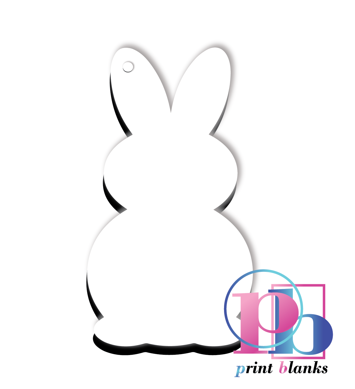 3mm White mdf Bunny Keyring