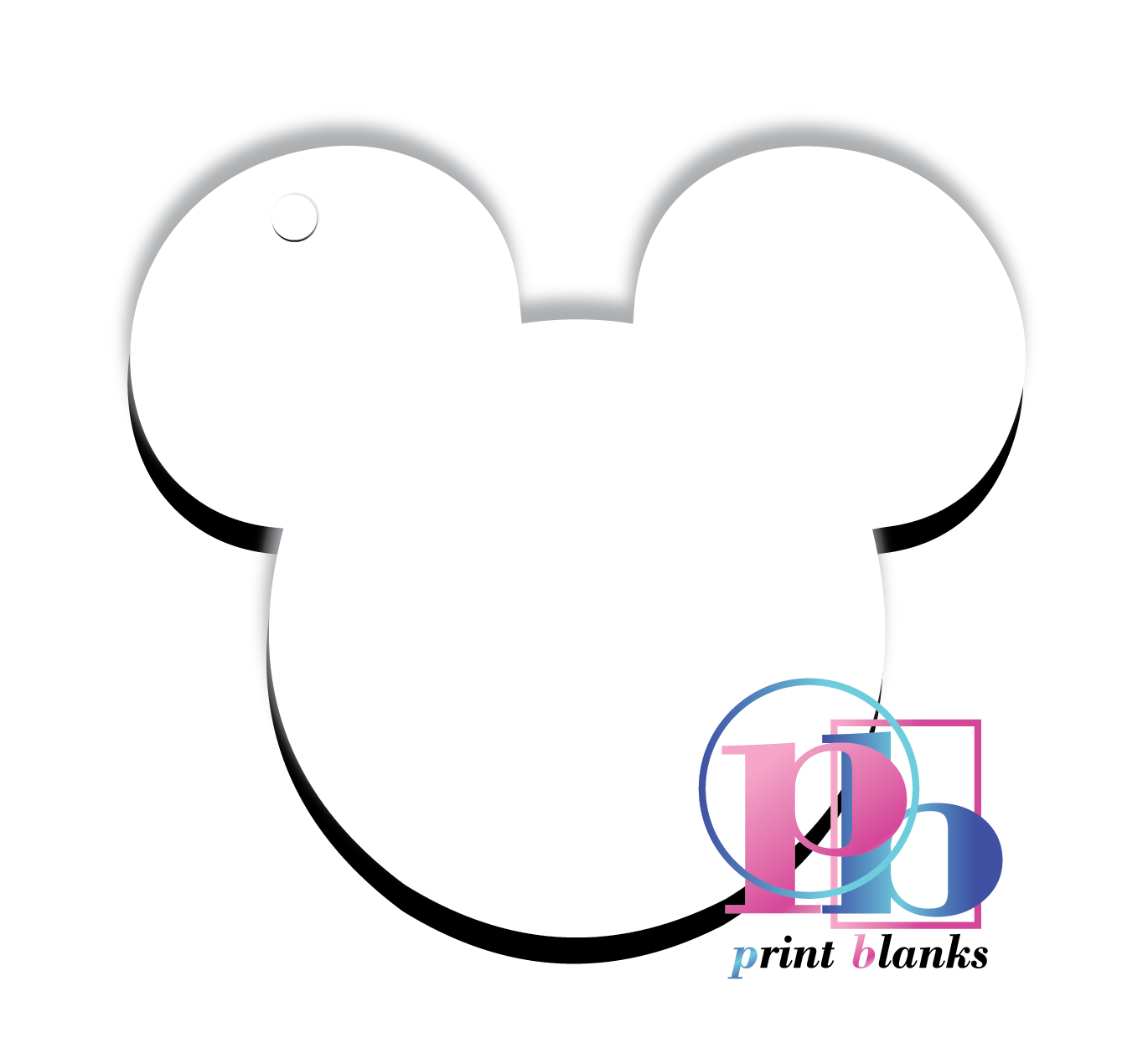 3mm White mdf Mickey Mouse Keyring