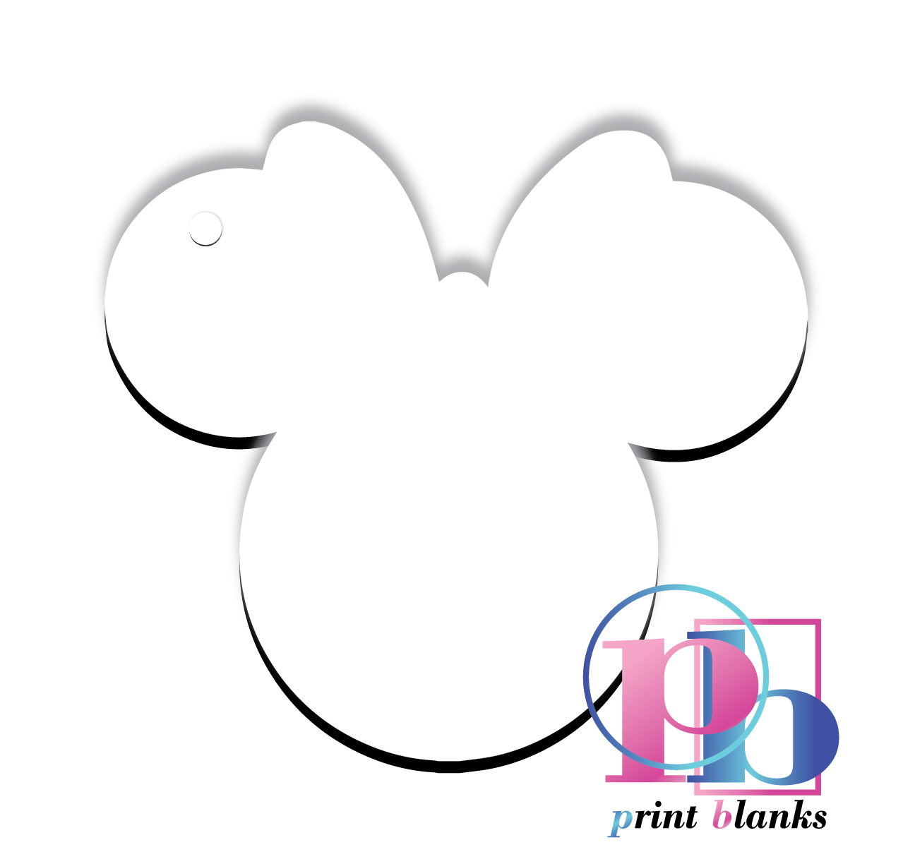 3mm White mdf Minnie Mouse Keyring