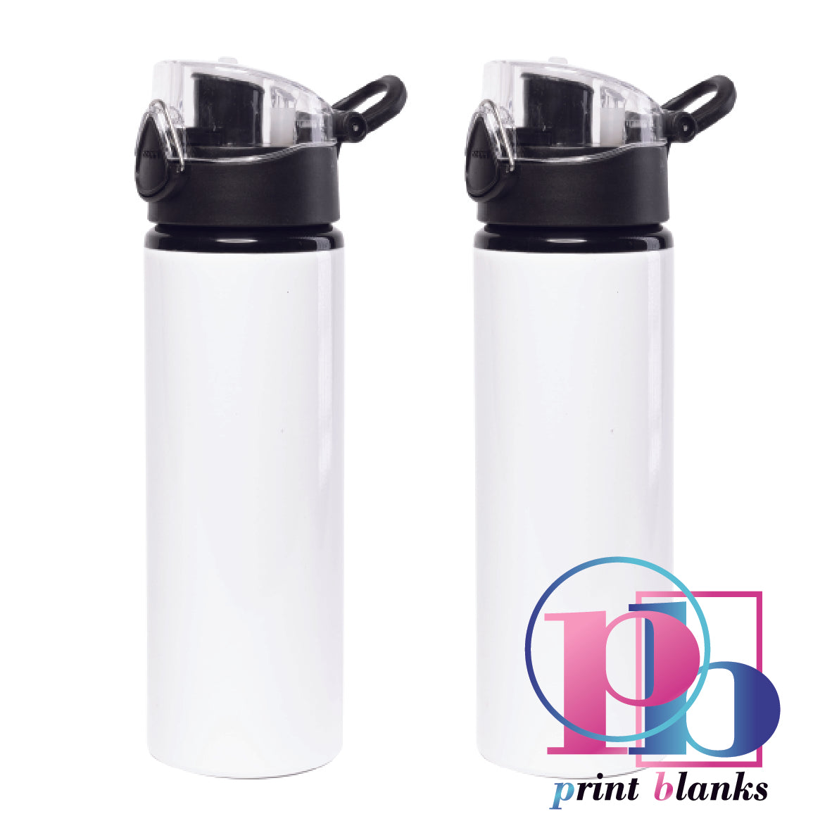 25oz Aluminium Water bottle with Press button lid - White