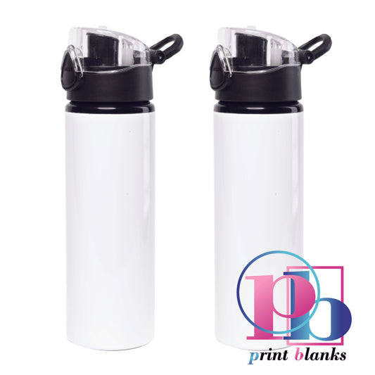 25oz Aluminium Water bottle with Press button lid - White