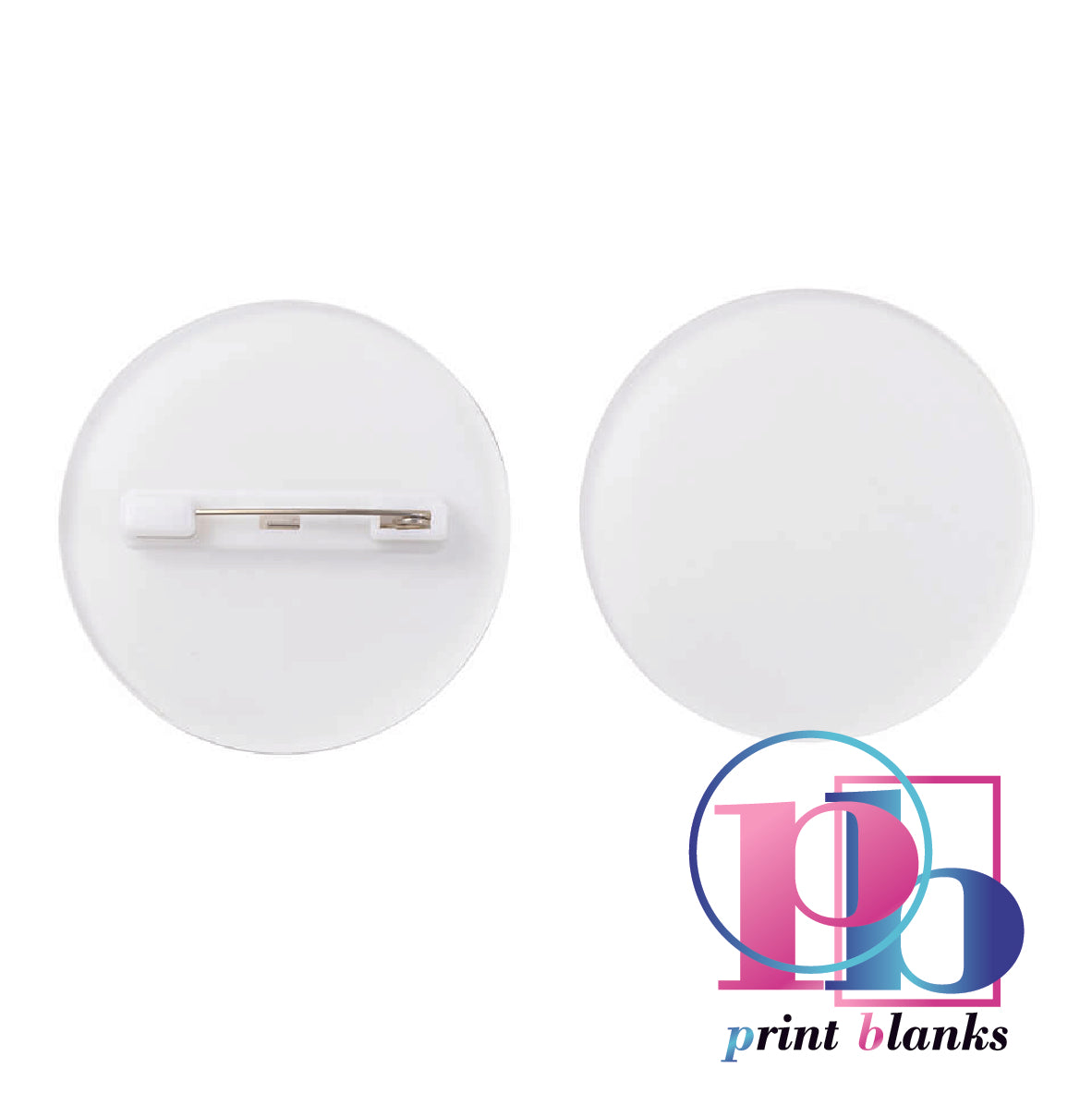 3mm Round White acrylic badge with pin