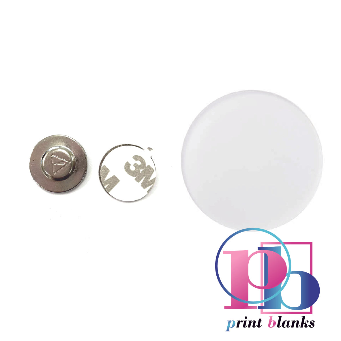 3mm Round White acrylic badge with magnet